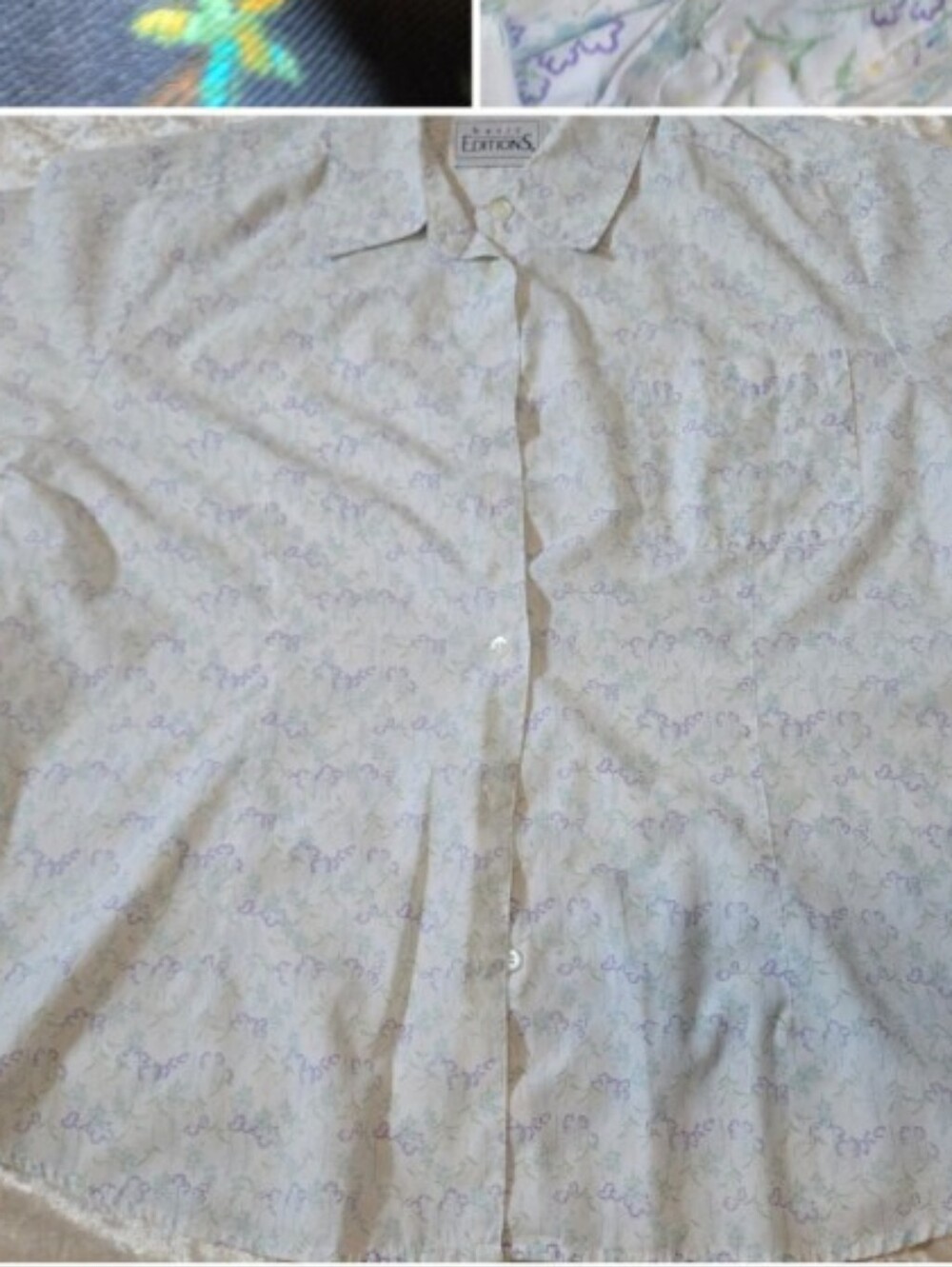 Basic Editions Men’s Large White Floral Short Sleeve Button Up Shirt